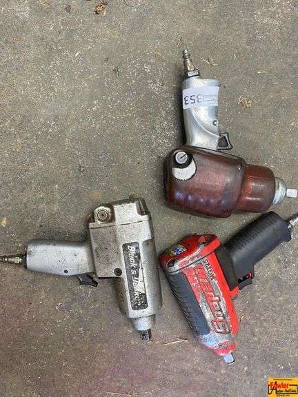 Lot of Air Impact Wrenches: Snap-On, Black & Decker, and More