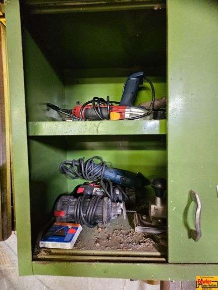 Metal Shop Cabinet with Various Tools