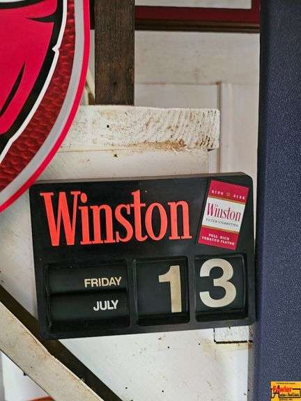 Pepsi-Cola Sign, Winston Calendar, and Jack of Hearts Display