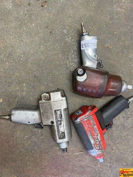 Lot of Air Impact Wrenches: Snap-On, Black & Decker, and More