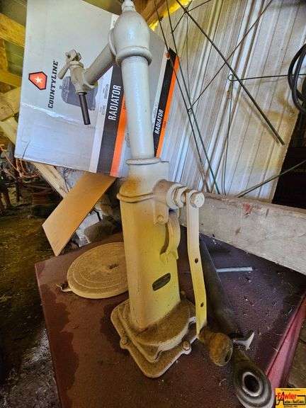 Vintage-Style Hand Operated Water Pump with Red Stand