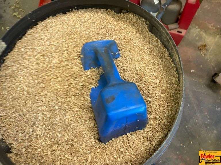 Husqvarna Brute Rolling Container with Wood Shavings