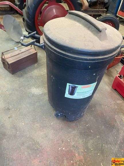 Husqvarna Brute Rolling Container with Wood Shavings