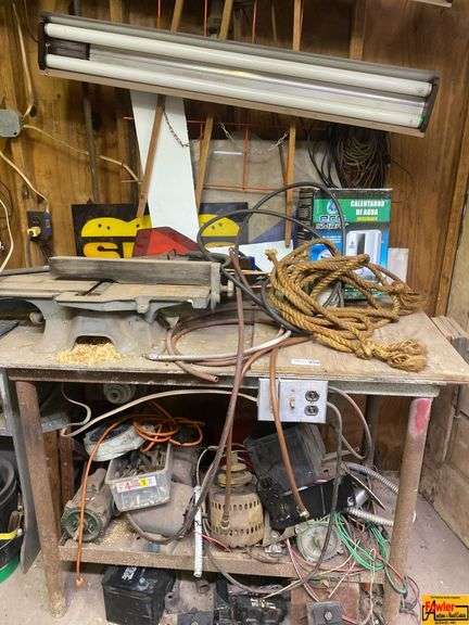 Workbench with Table Saw and Tools