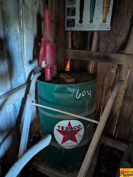 Texaco Oil Barrel with Hand Pump