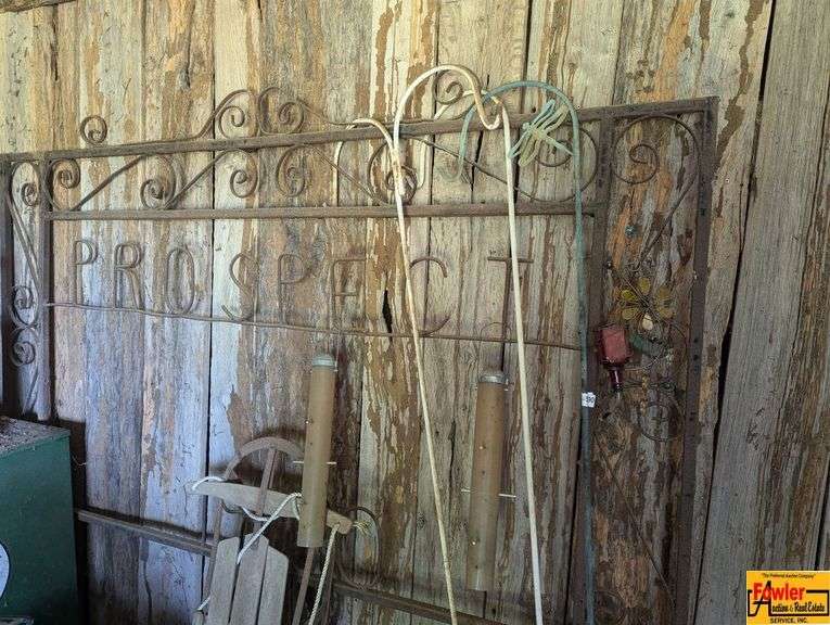 Wrought Iron Prospect Sign & Garden Decor