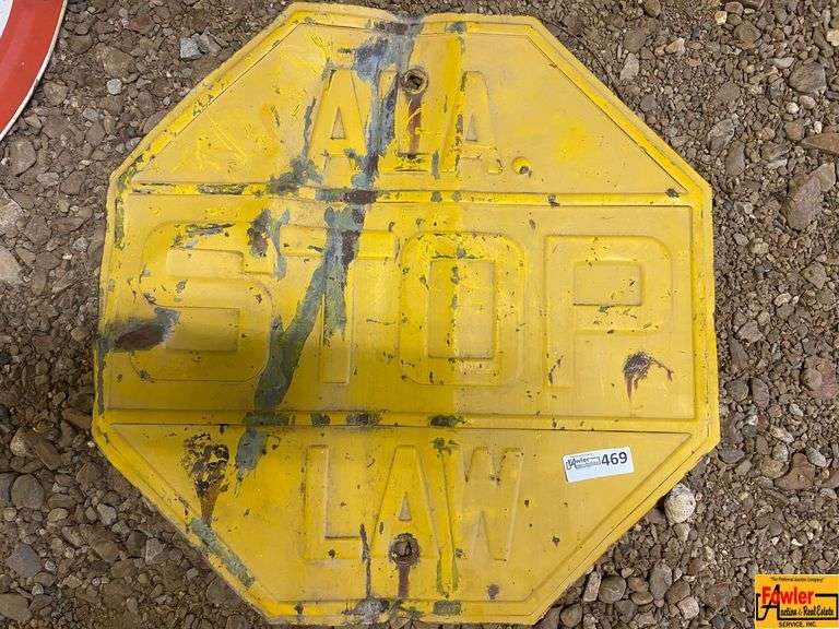 Vintage AIA STOP Law Yellow Sign