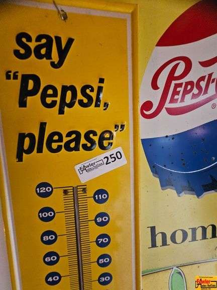 Pepsi Cola Advertising Signs and Thermometer
