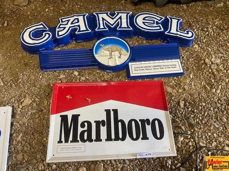 Camel and Marlboro Tobacco Advertising Signs