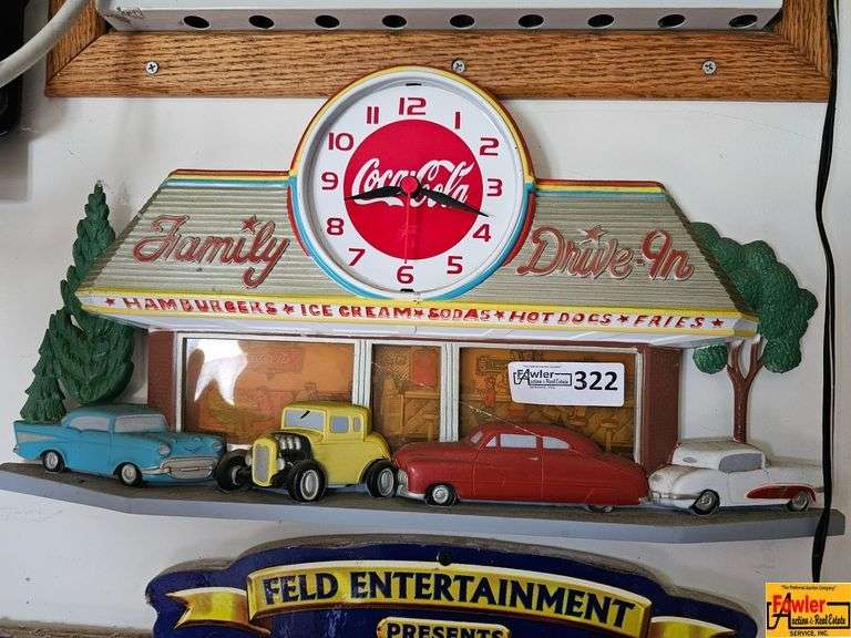 Coca-Cola Drive-In Restaurant Wall Clock with Cars