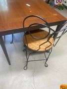Wood Table with Two Wrought Iron Chairs