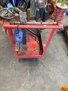 Red Tool Cart with Various Tools and Supplies