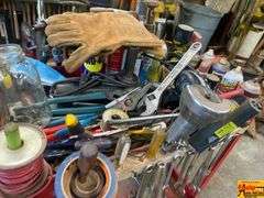 Red Tool Cart with Various Tools and Supplies