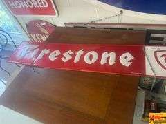 Firestone Tire Embossed Metal Advertising Sign