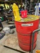 Rolling Oil Drum with Hand Pump, Canister, and Jug