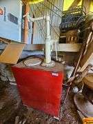Vintage-Style Hand Operated Water Pump with Red Stand