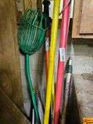 Lot of Assorted Long-Handled Tools including Fruit Picker