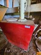 Vintage-Style Hand Operated Water Pump with Red Stand