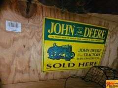 Vintage John Deere Sign, Hand Saw, Oil Cans & Advertising Signs