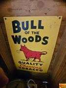 Vintage Bull of the Woods Tobacco Advertising Sign & Scale