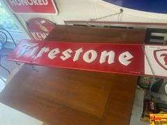 Firestone Tire Embossed Metal Advertising Sign