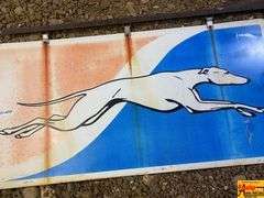 Vintage Greyhound Dog Porcelain Sign