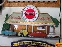 Coca-Cola Drive-In Restaurant Wall Clock with Cars