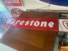 Firestone Tire Embossed Metal Advertising Sign