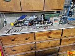 Bench Grinder, Metal Lathe, and Tools