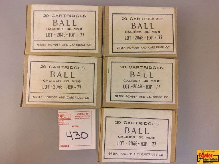 5 Boxes of .30 Cal Ball Ammo