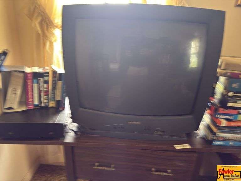 Sharp TV, Stand, & Contents