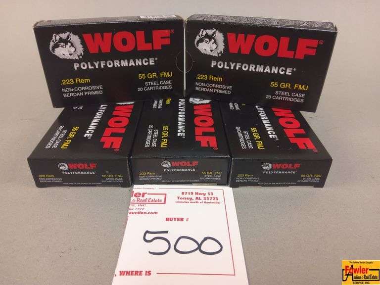 5 Boxes of Wolf Polyformance .223 Rem Steel Case Ammo