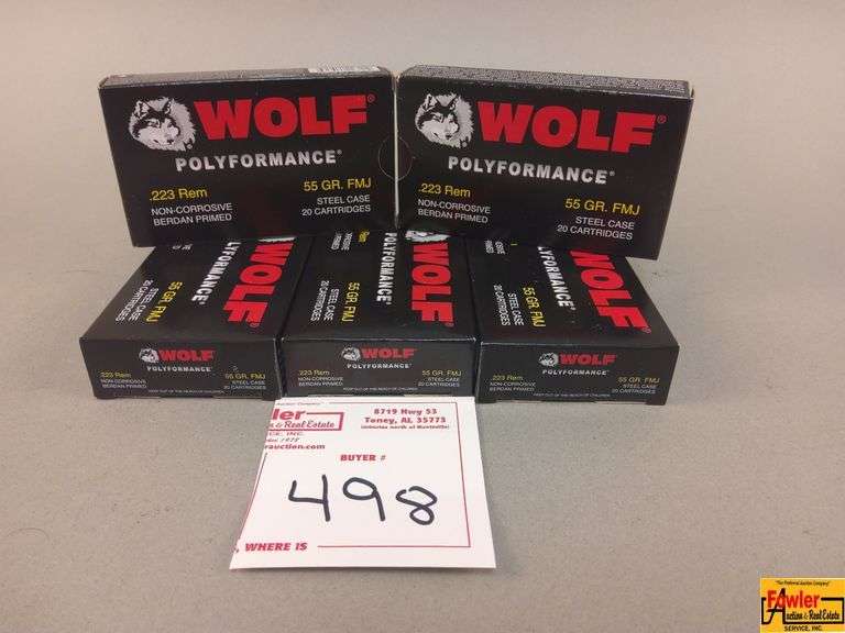 5 Boxes of Wolf Polyformance .223 Rem Steel Case Ammo