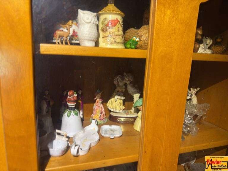 Contents Of Cabinet:  Figurines, Tea Cups & Glassware