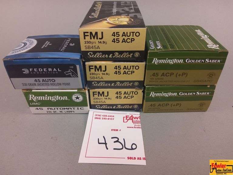 7 Boxes of 45 Cal Ammo