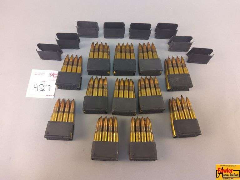 12 Clips of .30 Cal Ammo and 8 Empty Clips