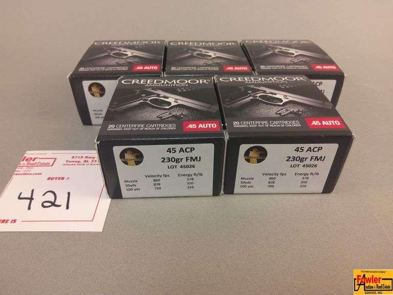 5 Boxes of Creedmoor .45 Auto
