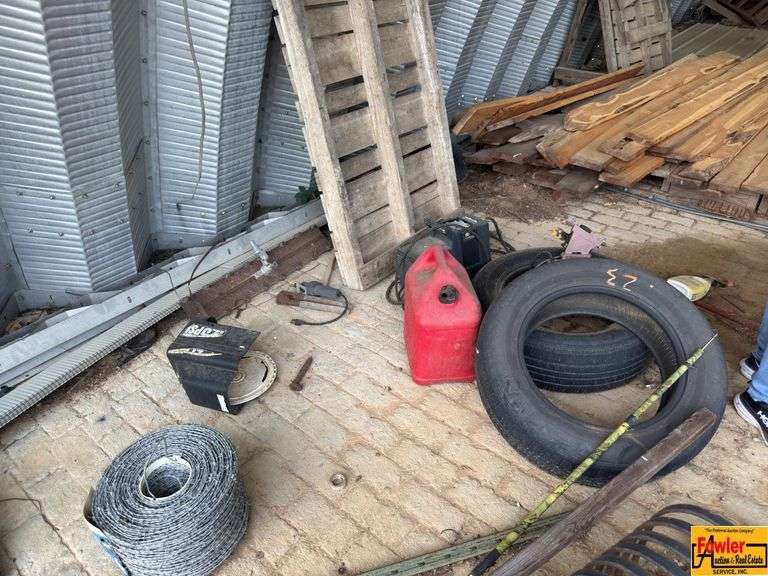 Fence Posts, Barb Wire, Tires, Gas Can & More