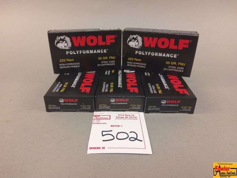 5 Boxes of Wolf Polyformance .223 Rem Steel Case Ammo