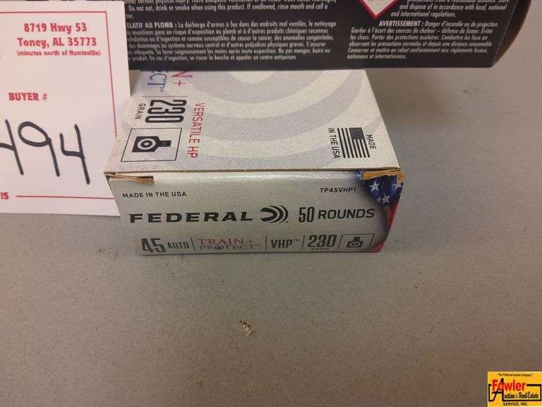 (2) Boxes Of Federal 45 Auto Ammo