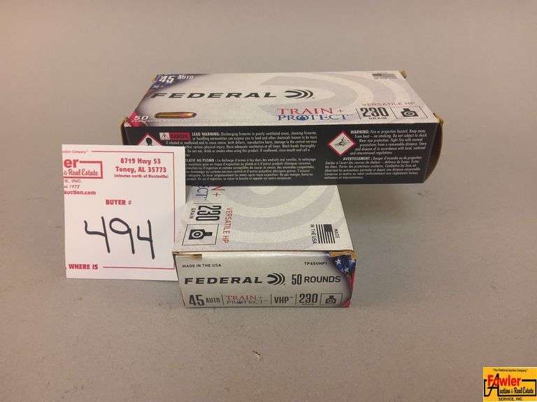 (2) Boxes Of Federal 45 Auto Ammo