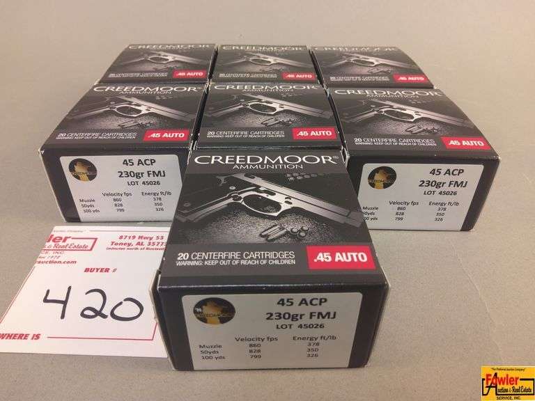 7 Boxes of Creedmoor .45 Auto