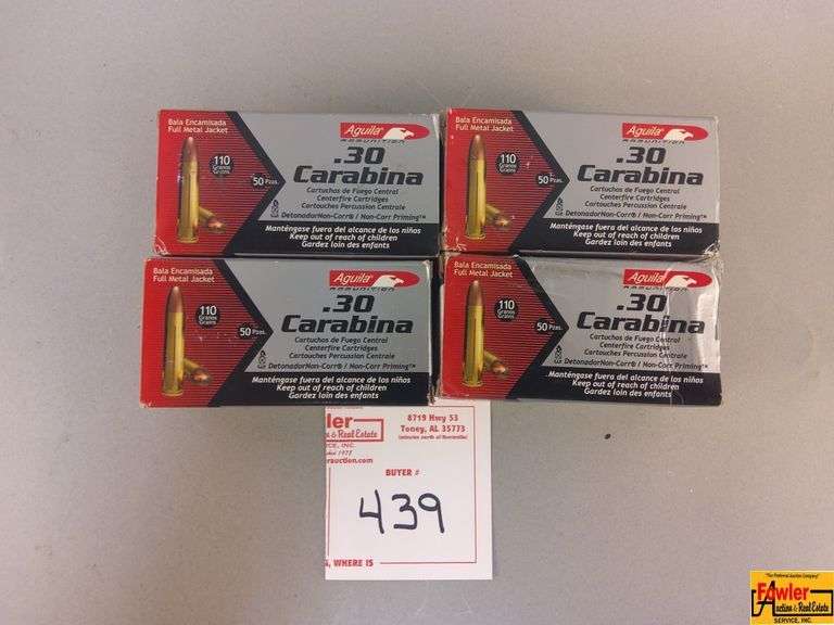 4 Boxes of Aguila .30 Carbine Ammo