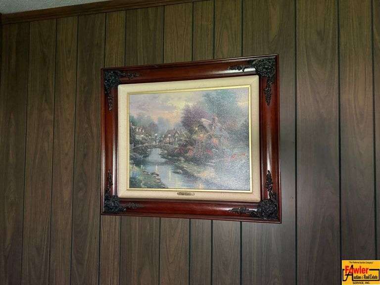 "Lamplight Bridge" by Thomas Kinkade & Framed Cowboy Fiddler