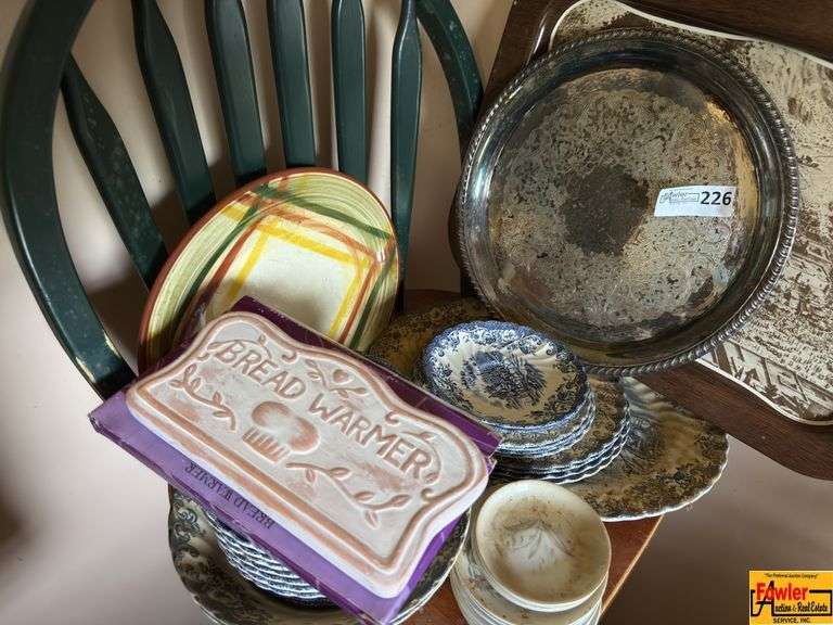 Assorted Dishes, Bakeware & Chair