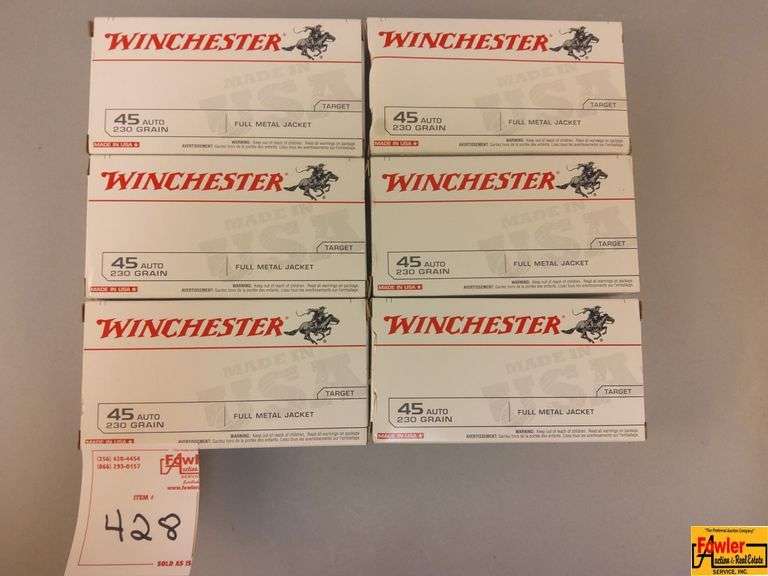 6 Boxes of Winchester 45 Auto Ammo
