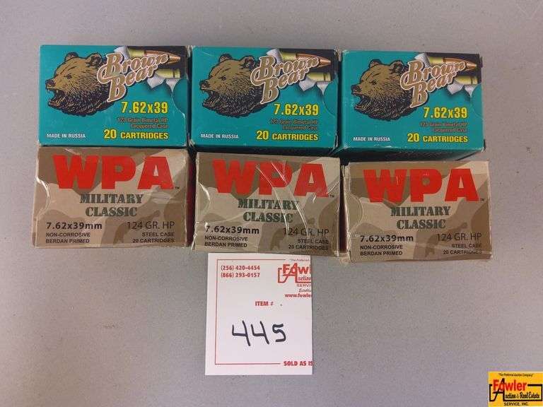 3 Boxes WPA 7.62 & 3 Boxes Brown Bear 7.62 Ammo