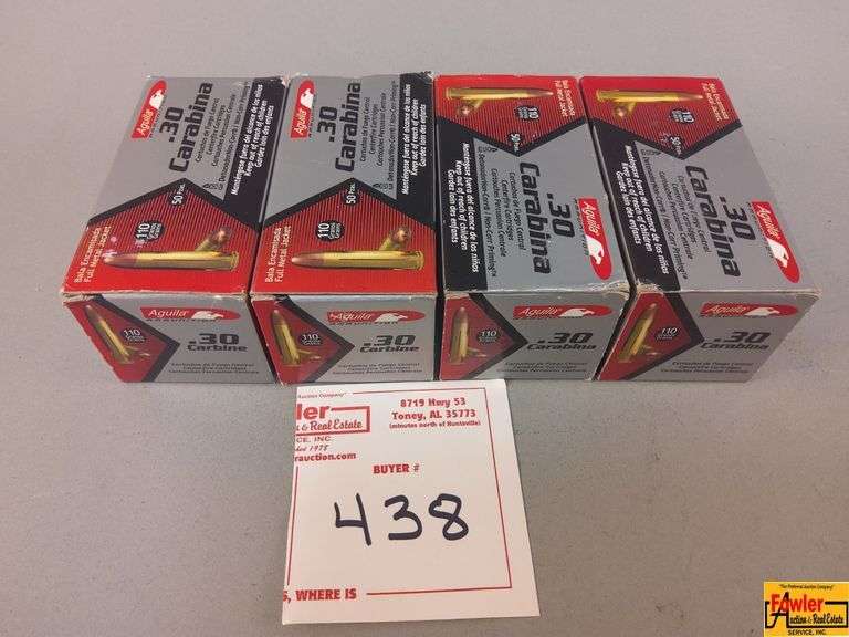 4 Boxes of Aguila .30 Carbine Ammo