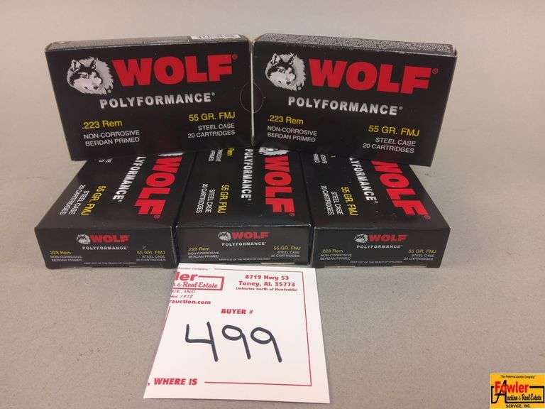 5 Boxes of Wolf Polyformance .223 Rem Steel Case Ammo