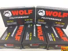 5 Boxes of Wolf Polyformance .223 Rem Steel Case Ammo